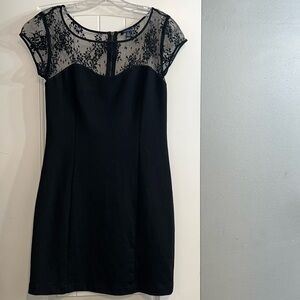 American Eagle Outfitters Black fitted dress with lace. Size Medium.